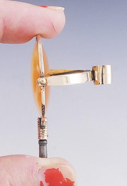 c1830s-1880s American Victorian 10k Gold Orange Agate Carnelian Watch Key Fob