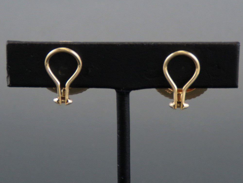 Retro Style 14K Yellow Gold Double Twist Rope Mabe Pearl Clip Earrings 18.2 mm