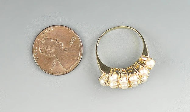 Luminous Italian 18k Yellow Gold Pearl Ring Size 6 1/2