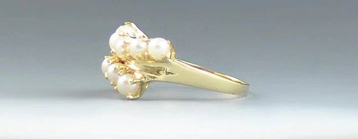 Luminous Italian 18k Yellow Gold Pearl Ring Size 6 1/2