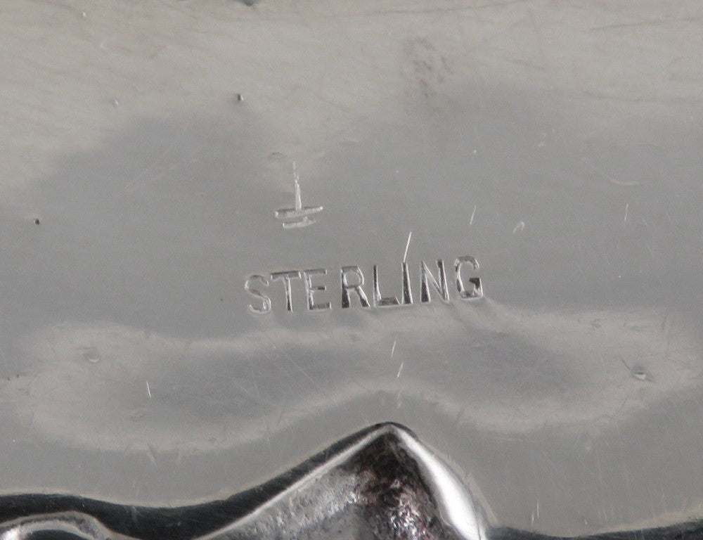 Antique c1900 American Sterling Silver Grape Leaf 'PORT' Liquor Bottle Label Tag