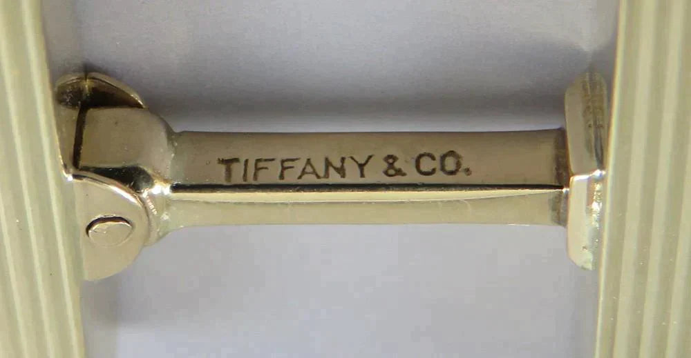 Antique c1910 Art Deco Tiffany & Co 14K Gold Ribbed Rectangular Bar Cufflinks