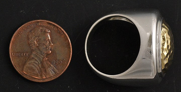 Sterling Silver and Gold Plated Oval Ring Size 7