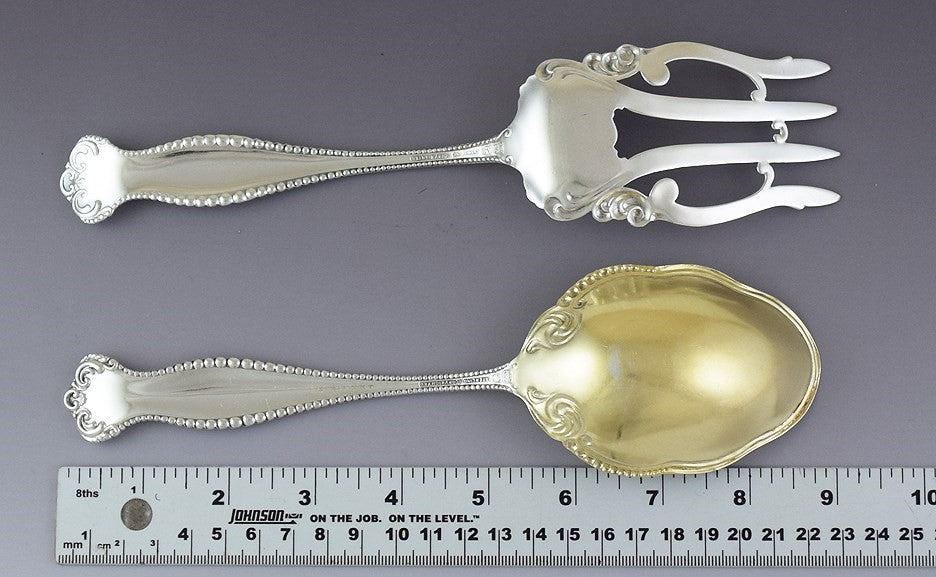 Antique Towle Sterling Silver Canterbury 1893 Salad Serving Set Fork Spoon