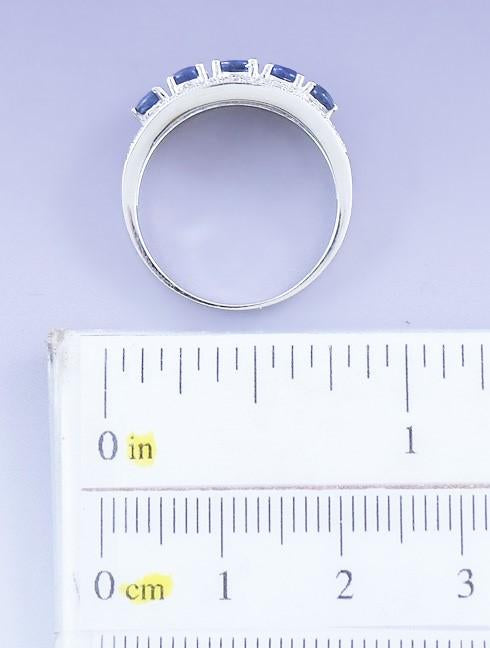 Gorgeous 14k White Gold 1.25ct Blue Sapphire & Diamond Ring Size 6.5