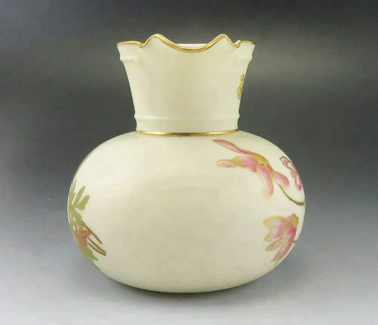 Antique 1889 Royal Worcester 1376 Porcelain Gold Flower Milk Jug/Pitcher Creamer