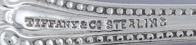 6 Antique 1850s Tiffany & Co Sterling Silver Bead Place Dessert Oval Soup Spoons
