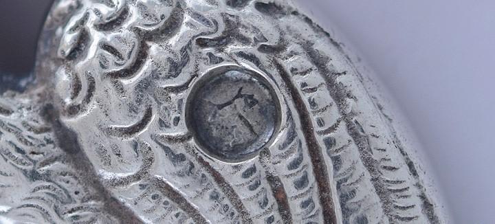 Antique 1909 Dutch Silver Art Nouveau Stork Newborn Baby Theme Serving Spoon