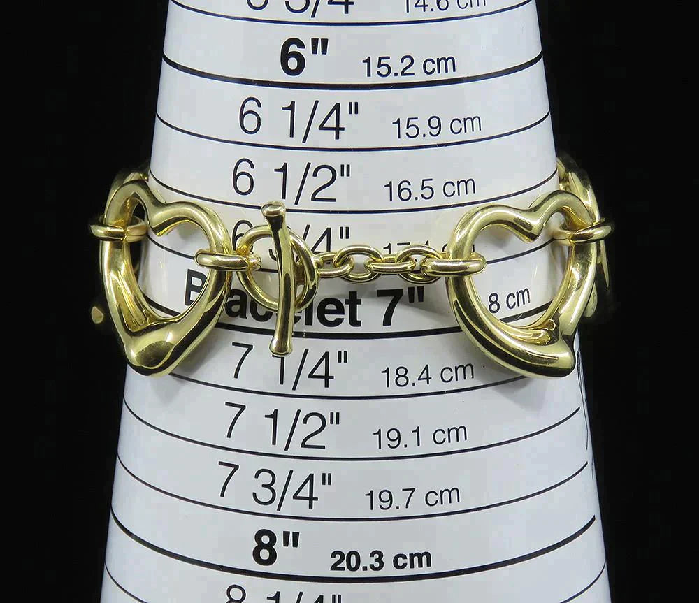 Tiffany & Co 18K Yellow Gold Elsa Peretti Open Heart Link Bracelet w/ Box