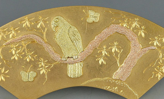 Superb Victorian Aesthetic Movement 14k Rose Yellow Gold Victorian Fan Pin