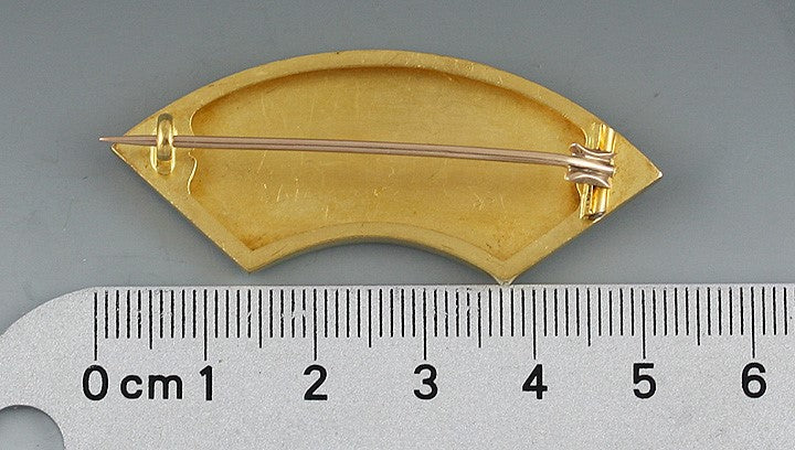 Superb Victorian Aesthetic Movement 14k Rose Yellow Gold Victorian Fan Pin