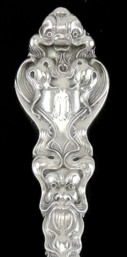 Antique Art Nouveau Sterling Silver Unger Bros Douvaine 1904 Serving Spoon 6"