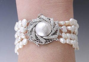 bracelet beaded pearl diamond gold