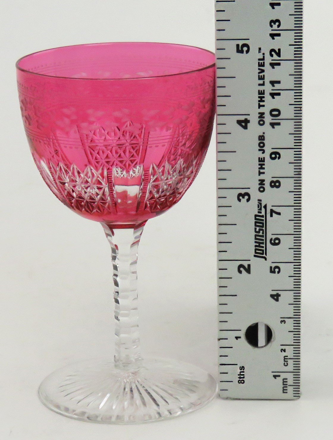 11 Antique c1870 Superb Quality Wheel Cut Ruby Red Wine Glasses