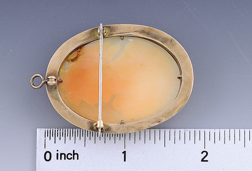 C1900 Vintage 10k Gold & Hand Carved Shell Cameo Brooch/Pin