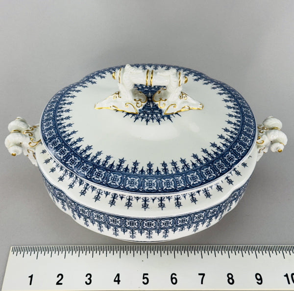Fancy Royal Worcester Covered Serving Bowl With Ram's Heads 1890