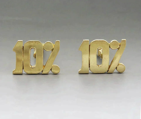 Vintage 14K Yellow Gold 10% Ten Percent Toggle Back Cufflinks 14.4g