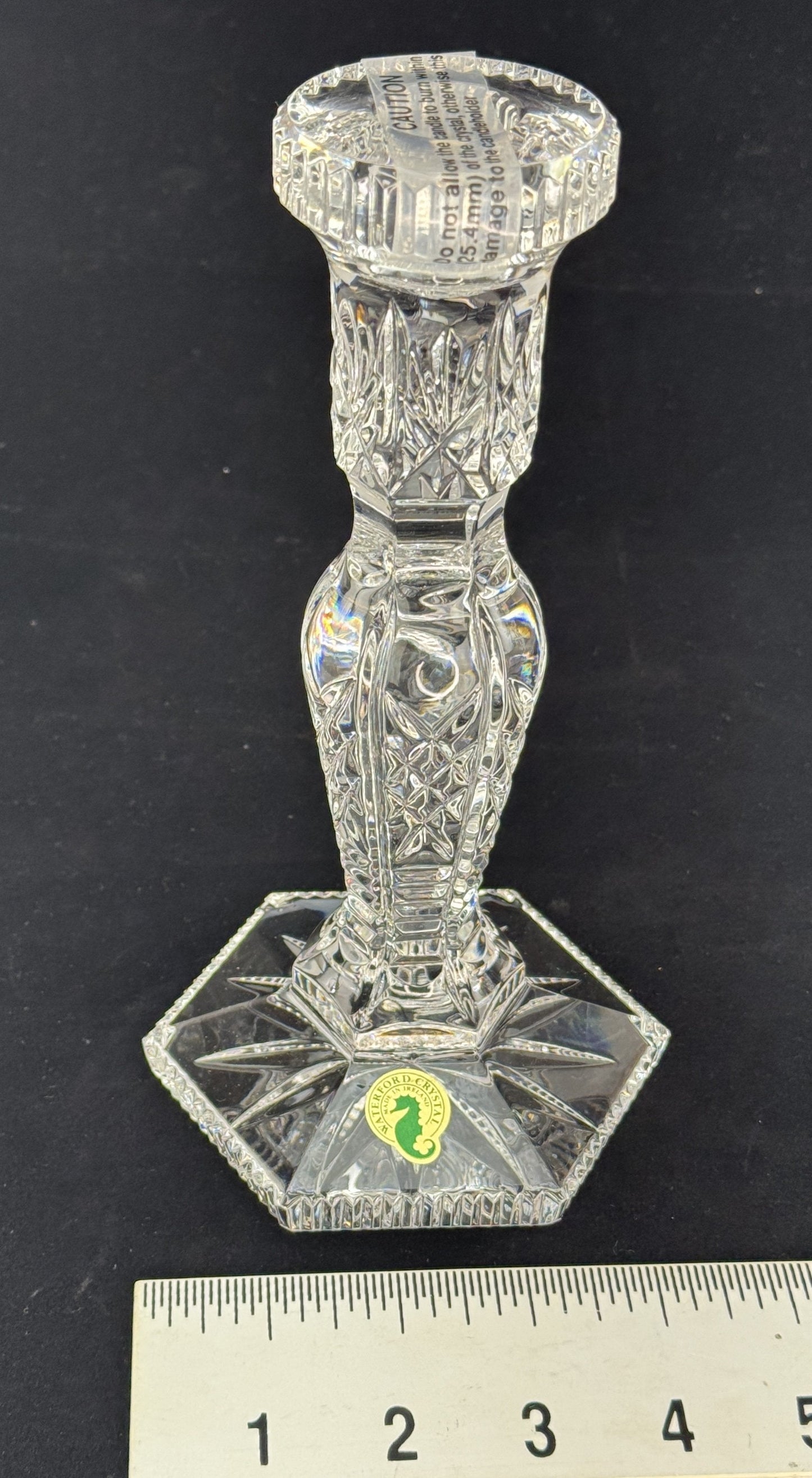 Pristine Pair Waterford Irish Crystal Glass 8.5" Hardwick Candlesticks