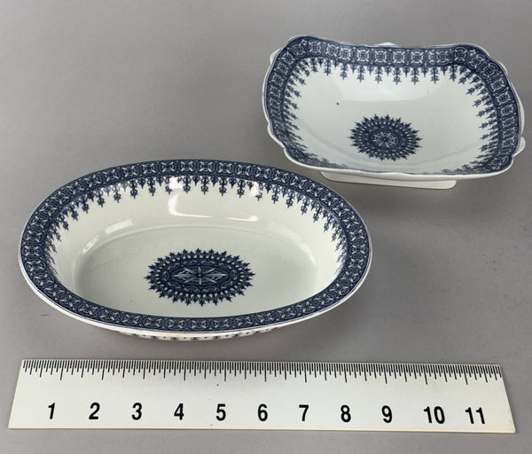 Antique 2 Royal Worcester Blue and White Serving Bowls from 1890