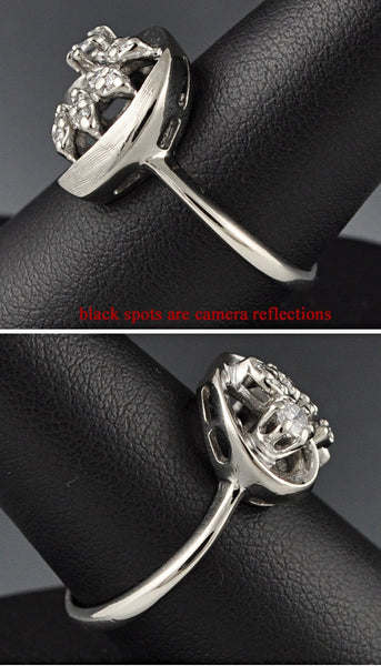 Gorgeous Genuine Diamond 14K White Gold Ring Sz 7.75