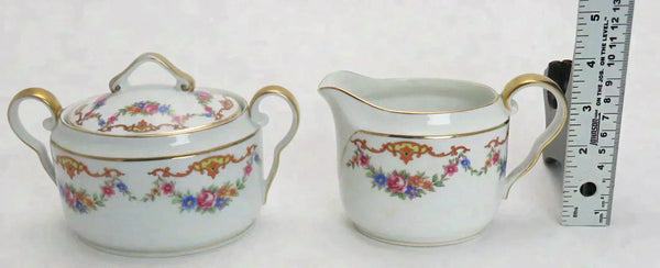 2pc Elegant Czech Epiag Floral Sugar & Creamer Set 9561