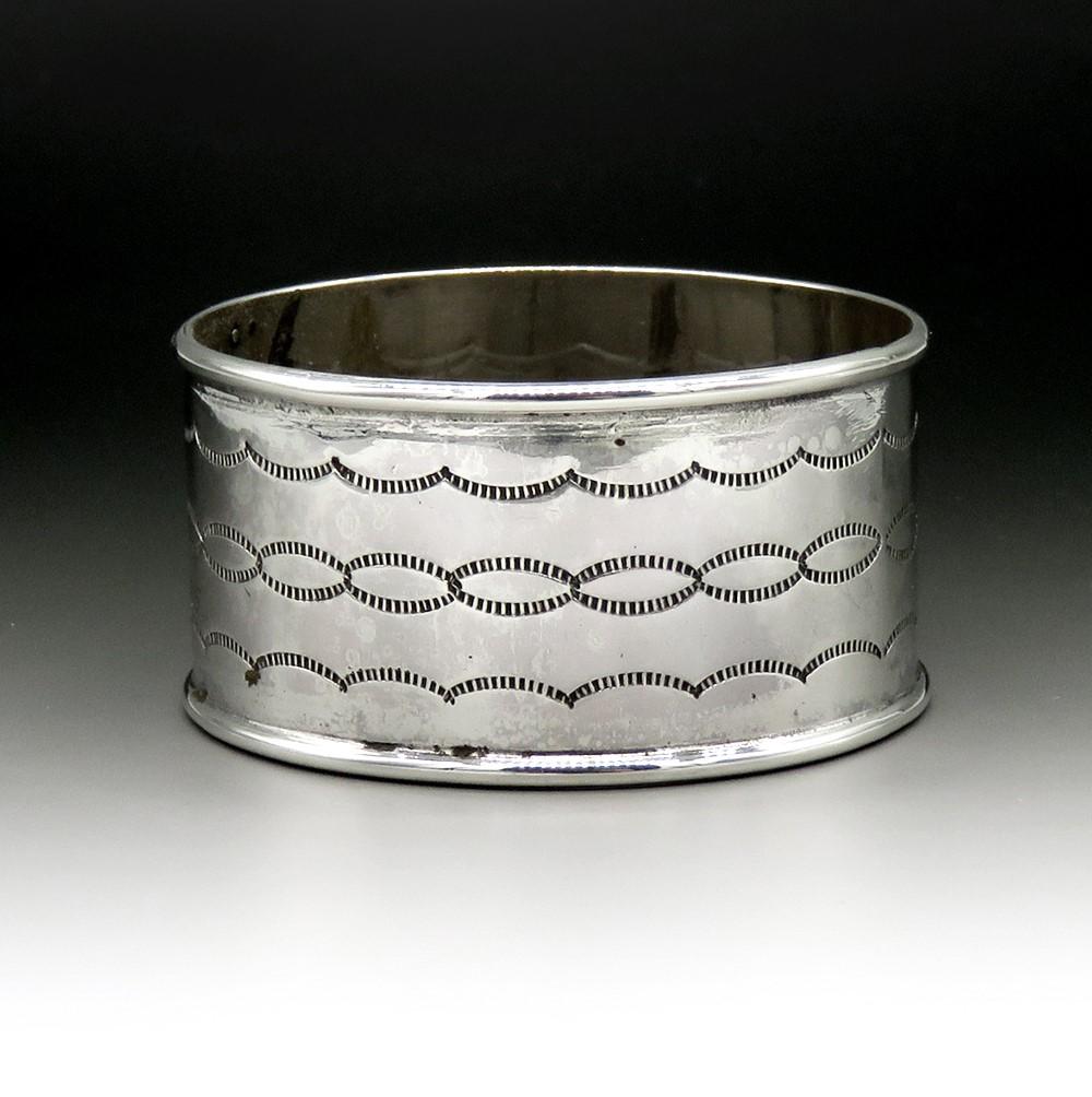 Antique Native American Indian Sterling Silver Engraved Napkin Ring