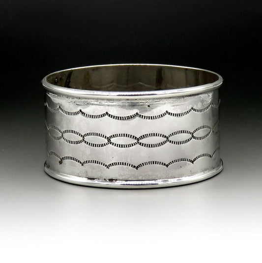 Antique Native American Indian Sterling Silver Engraved Napkin Ring