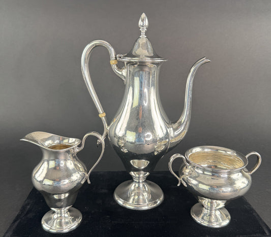 Beautiful Porter Blanchard Sterling Silver 3pc Demitasse Coffee or Tea Set