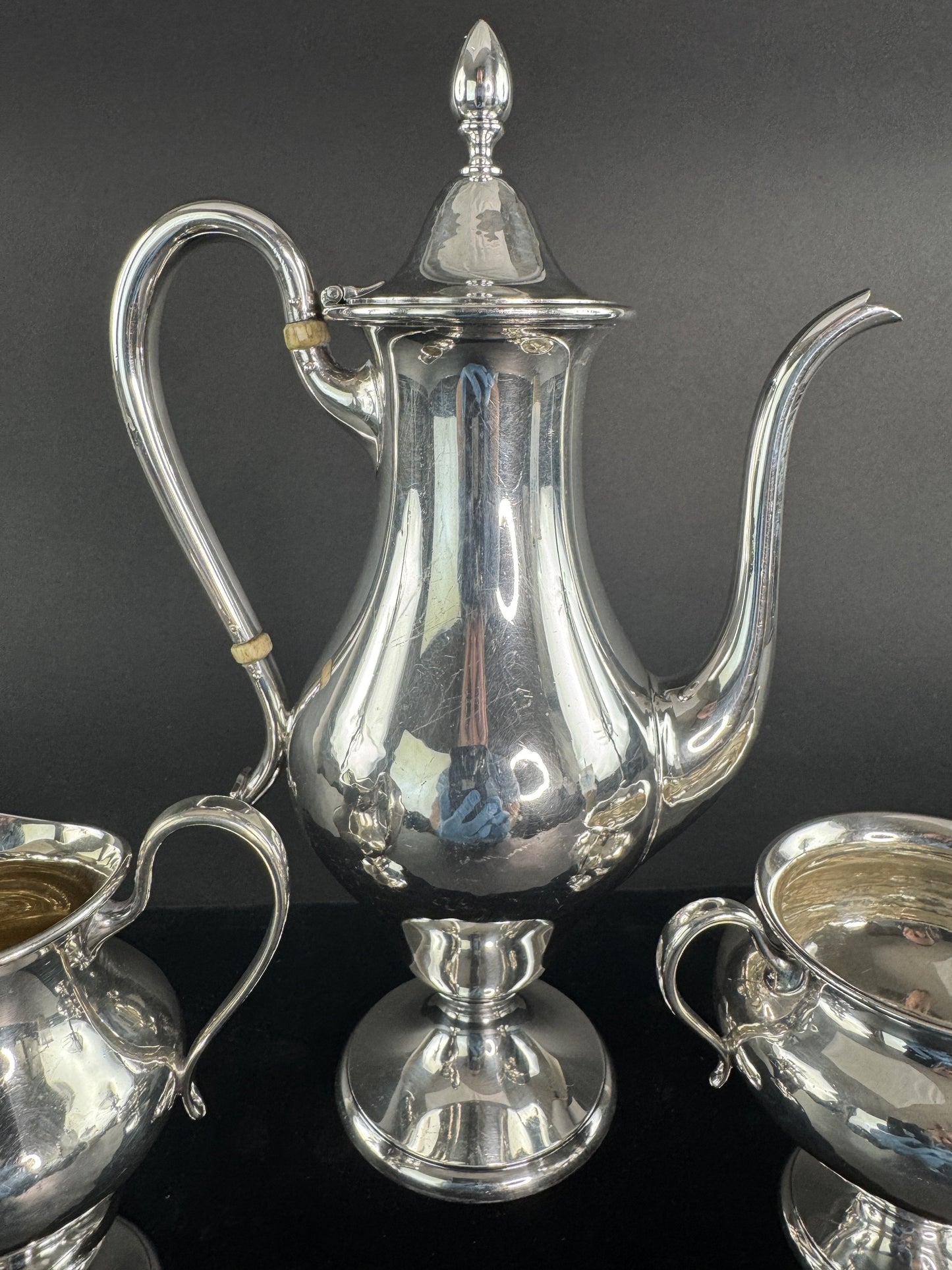 Beautiful Porter Blanchard Sterling Silver 3pc Demitasse Coffee or Tea Set