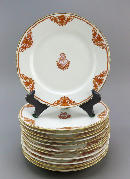 Great 1870s French Porcelain 16 Set Plates Ernie Du Bac Paris 9 1/4 in
