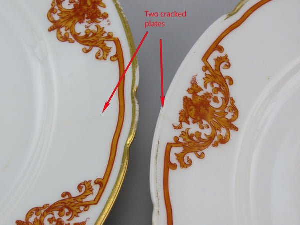 Great 1870s French Porcelain 16 Set Plates Ernie Du Bac Paris 9 1/4 in