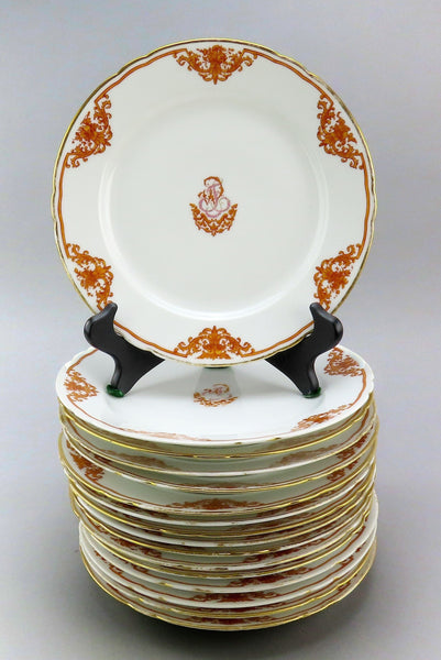 Great 1870s French Porcelain 16 Set Plates Ernie Du Bac Paris 9 1/4 in