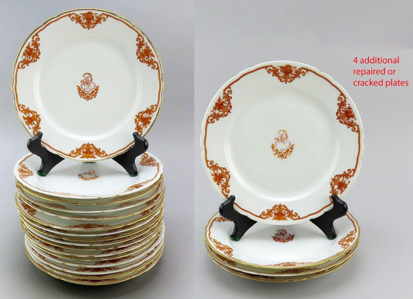 Great 1870s French Porcelain 16 Set Plates Ernie Du Bac Paris 9 1/4 in