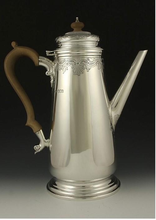 2 Antique 1916 English Sterling Silver Wood Coffeepots Teapots Crichton