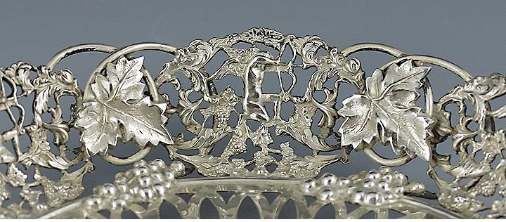 Antique Art Nouveau Starr Sterling Silver Cupid Grape Pierced Basket