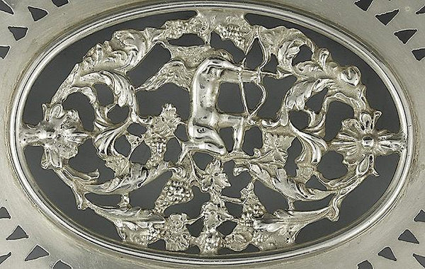 Antique Art Nouveau Starr Sterling Silver Cupid Grape Pierced Basket