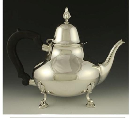 Vintage 3pc Tiffany & Co Heavy Sterling Silver Tea Coffee Set Flame Finials