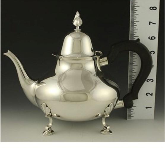 Vintage 3pc Tiffany & Co Heavy Sterling Silver Tea Coffee Set Flame Finials