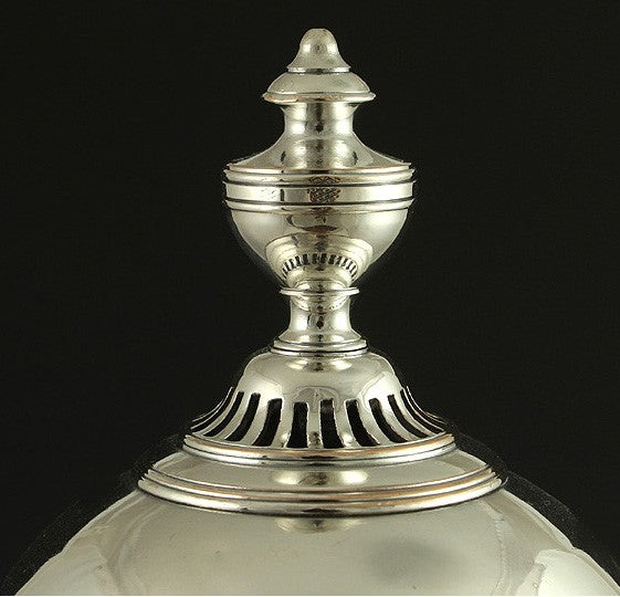 Antique c1810 English Sheffield Fused Silver Plate Ram's Head Hot Water Urn 14"