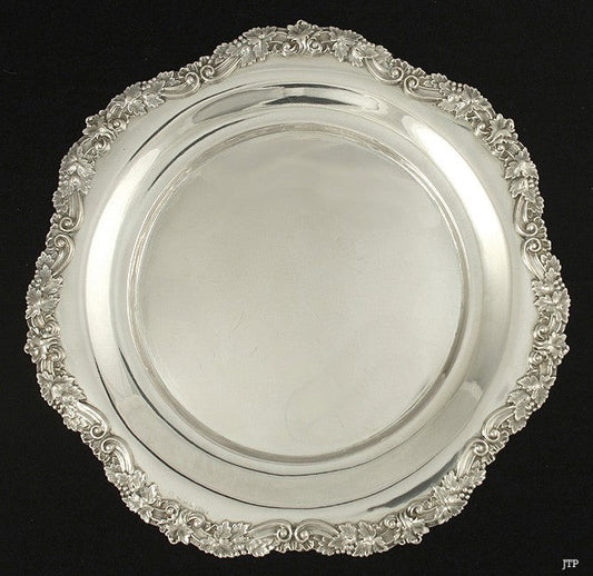 Antique 1920s Austrian Silver Grape Vine Tray/Charger/Platter 11 1/4"
