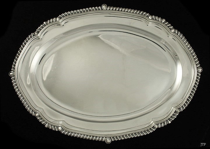 Antique 1832 English Sterling Silver Gadrooned Platter/Tray 11.25" X 15.75"