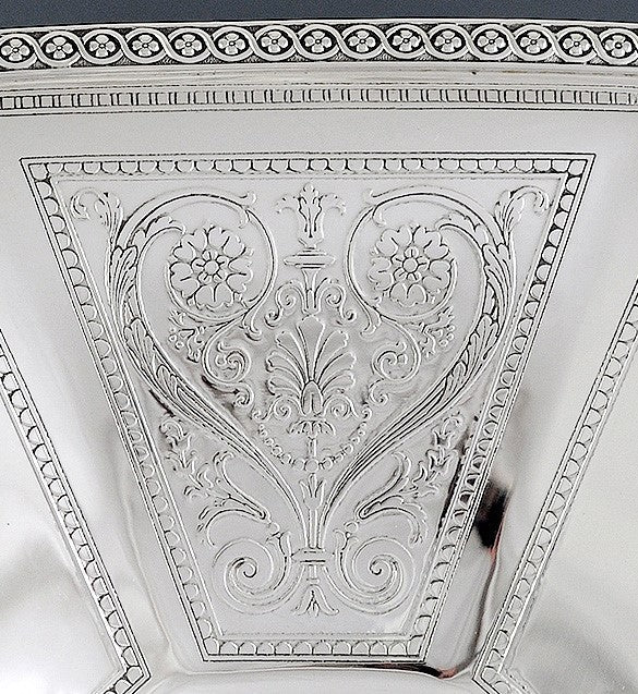 Antique c1920 Tiffany & Co Sterling Silver Etched Compote Tazza Pedestal Bowl