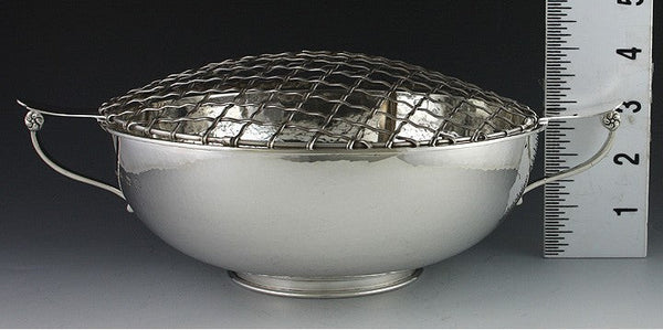 Antique 1936 English Sterling Hand Hammered Planter Flower Frog Bowl Vase