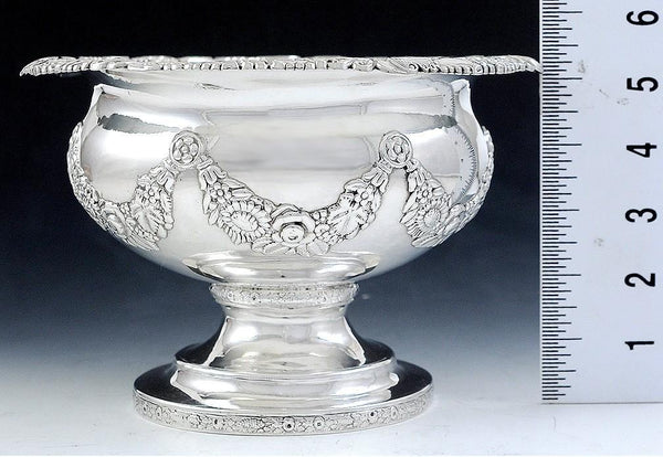 Antique 1819 Early Kirk Coin Silver Compote Raised Serving Dish 8"