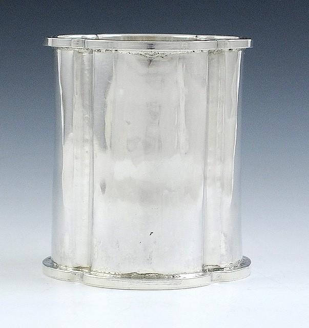 Antique 1930s Spanish Silver Hand Hammered Lobed Beaker Cup