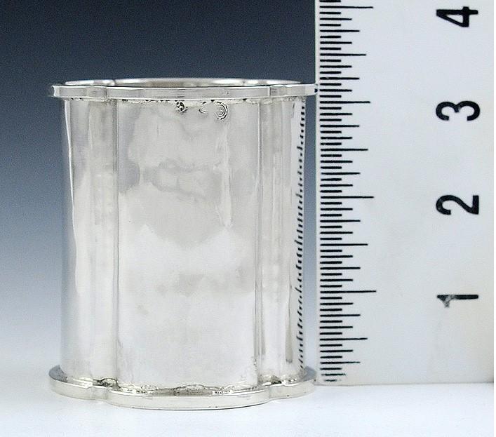 Antique 1930s Spanish Silver Hand Hammered Lobed Beaker Cup