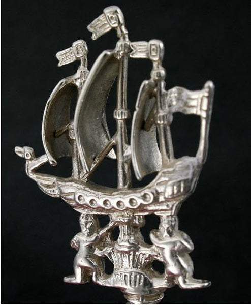 Antique 19th Century Neresheimer German Silver Figural Ship Boat Spoon