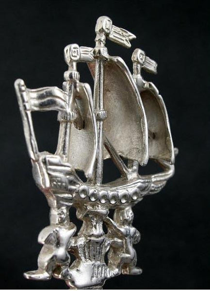 Antique 19th Century Neresheimer German Silver Figural Ship Boat Spoon