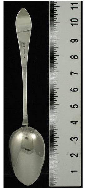 Antique 1901 Danish Silver Bright Cut Serving Spoon 11"