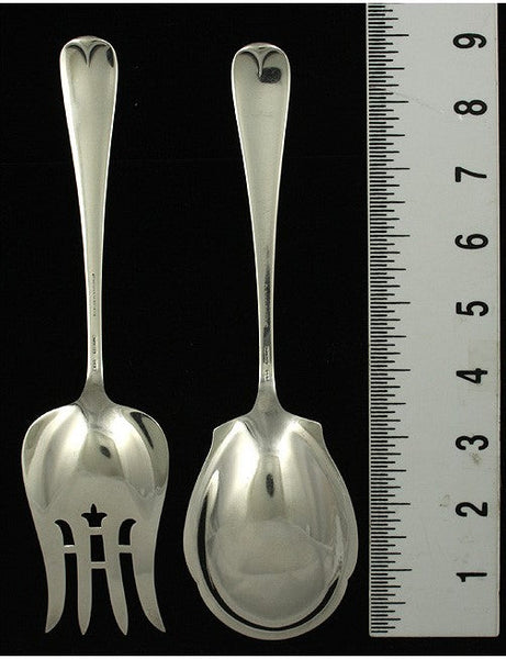 Antique Dominick Haff Chippendale Sterling Silver Salad Spoon Fork Serving Set